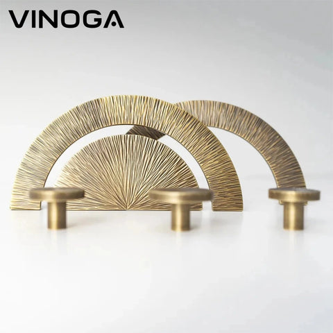 Antique Hammered Half Moon Brass Cabinet Handles V204A