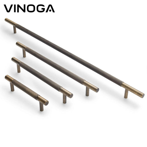 Antique Modern Knurling Brass Cabinet Handles V117A