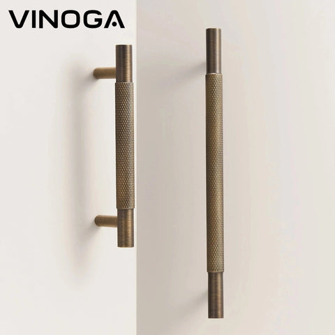 Antique Modern Knurling Brass Cabinet Handles V117A