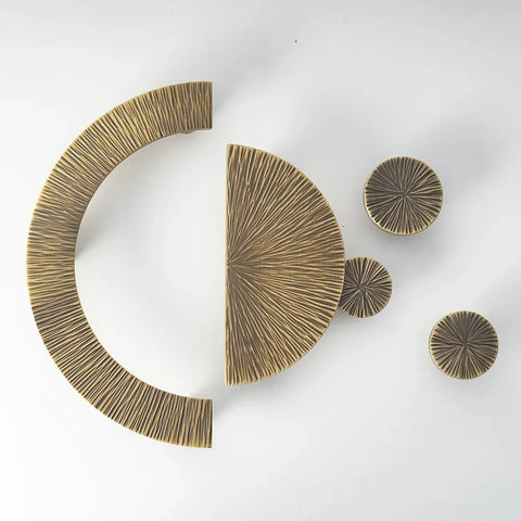 Antique Hammered Half Moon Brass Cabinet Handles V204A