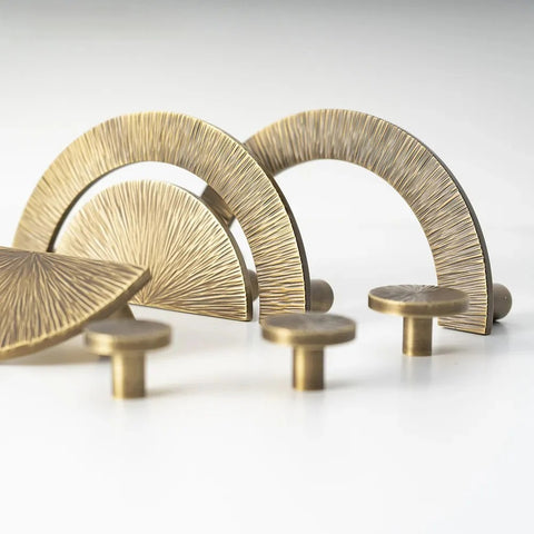 Antique Hammered Half Moon Brass Cabinet Handles V204A