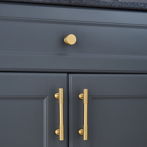 Knurled Brass Cabinet Handles V108