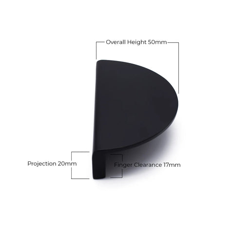 Black Half Moon Shape Modern Brass Cabinet Handles V203B